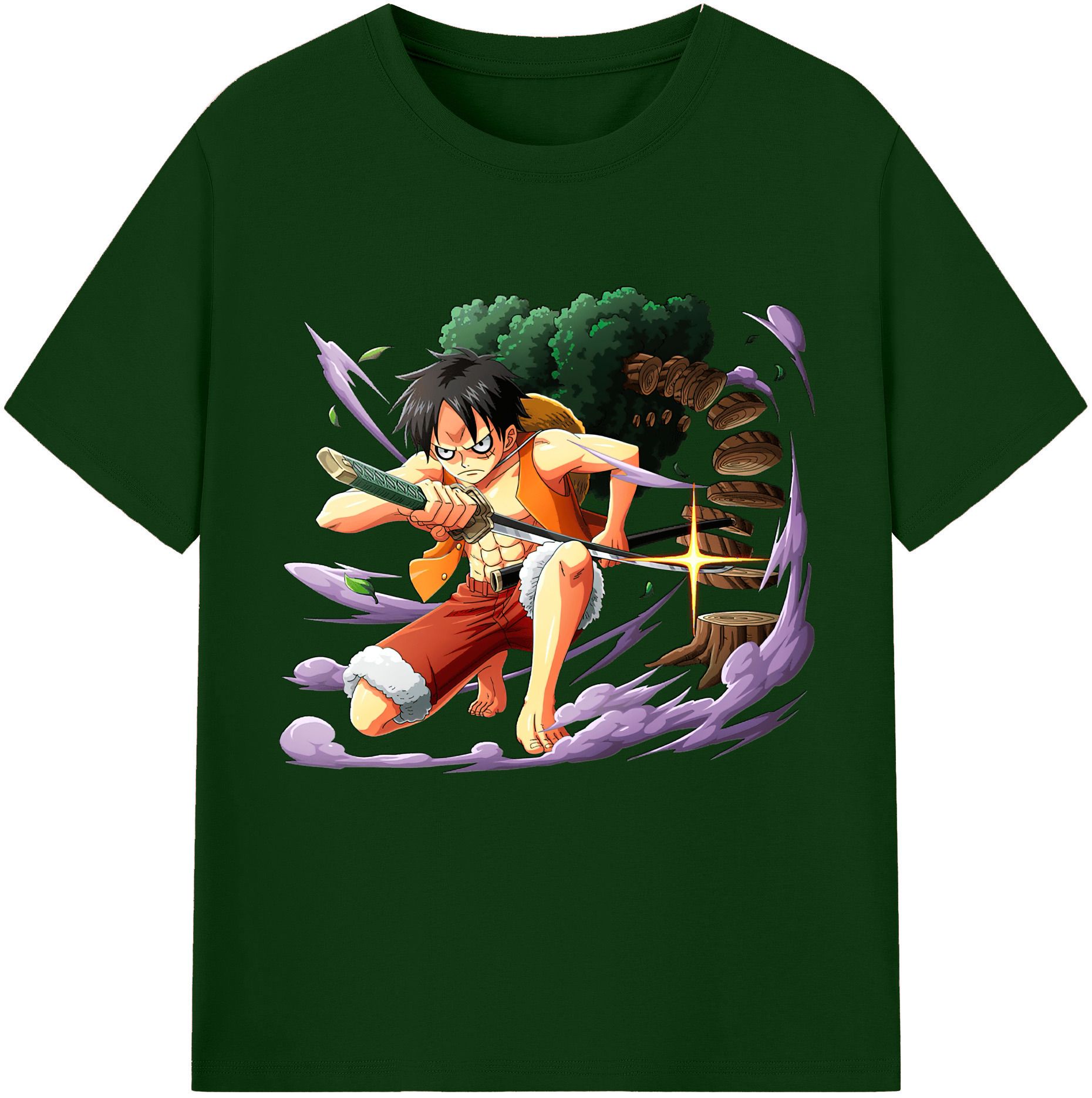 ワンピース モンキー・D・ルフィ ONE PIECE Monkey D. Luffy 綿100％半袖Tシャツ（フロントプリント）